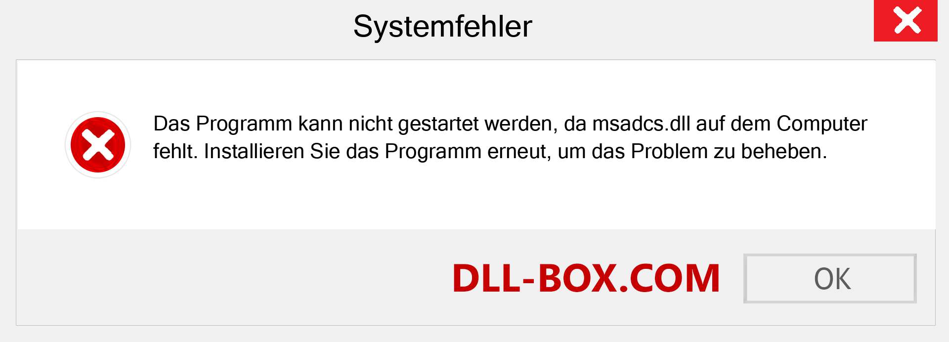 msadcs.dll-Datei fehlt?. Download für Windows 7, 8, 10 - Fix msadcs dll Missing Error unter Windows, Fotos, Bildern