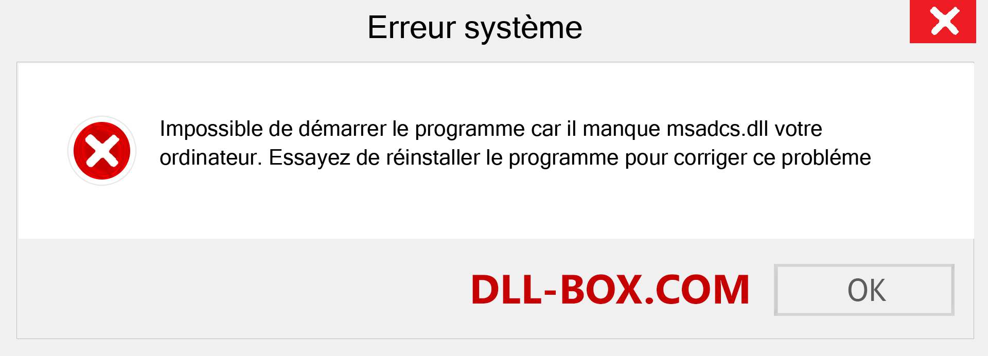 Le fichier msadcs.dll est manquant ?. Télécharger pour Windows 7, 8, 10 - Correction de l'erreur manquante msadcs dll sur Windows, photos, images